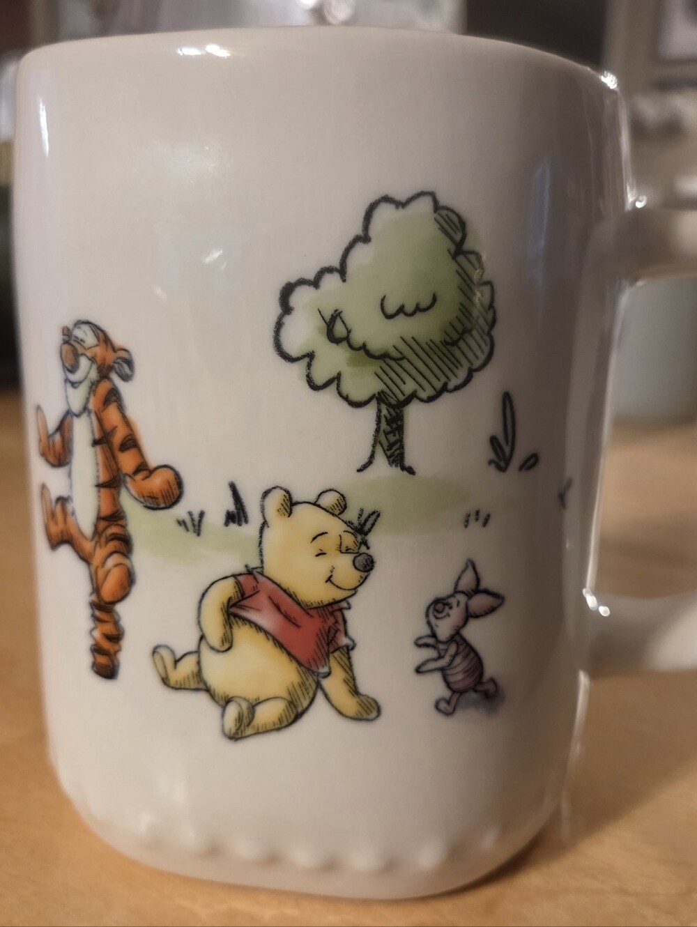 Disney Rae Dunn White Ceramic Mug with Classic Winnie the Pooh, Tigger, & Piglet